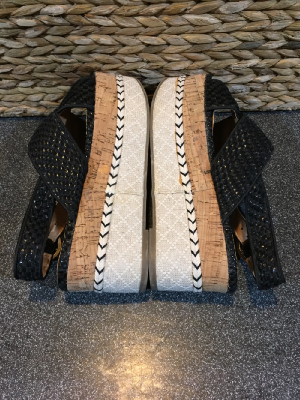 Zara Trafaluc Black Woven Platform Sandals - Picture 8 of 15